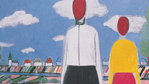 K. Malevich - Dos figuras en el paisaje